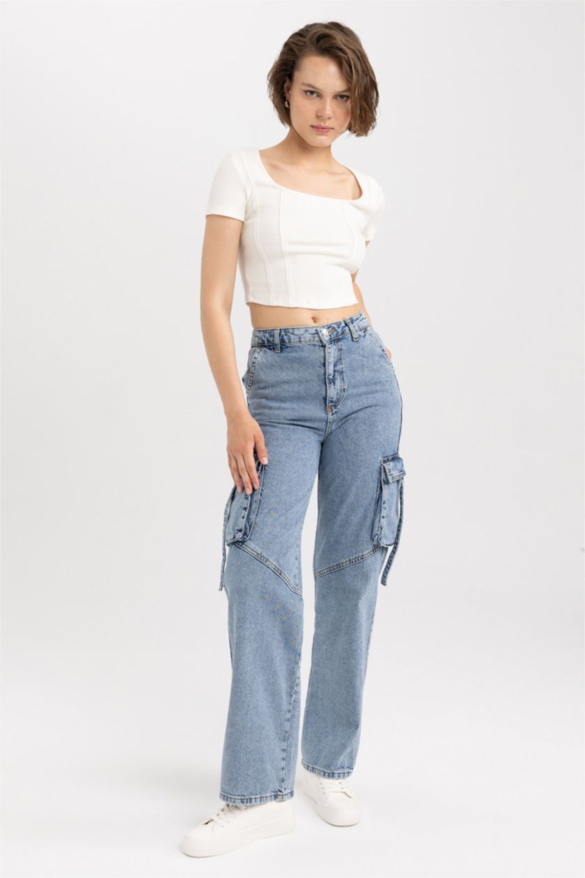 نساء أزرق بنطلون جينز قطن