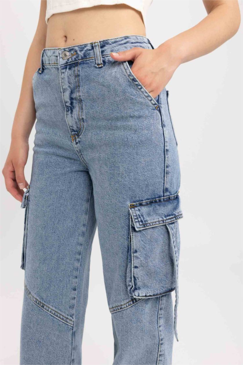 نساء أزرق بنطلون جينز قطن