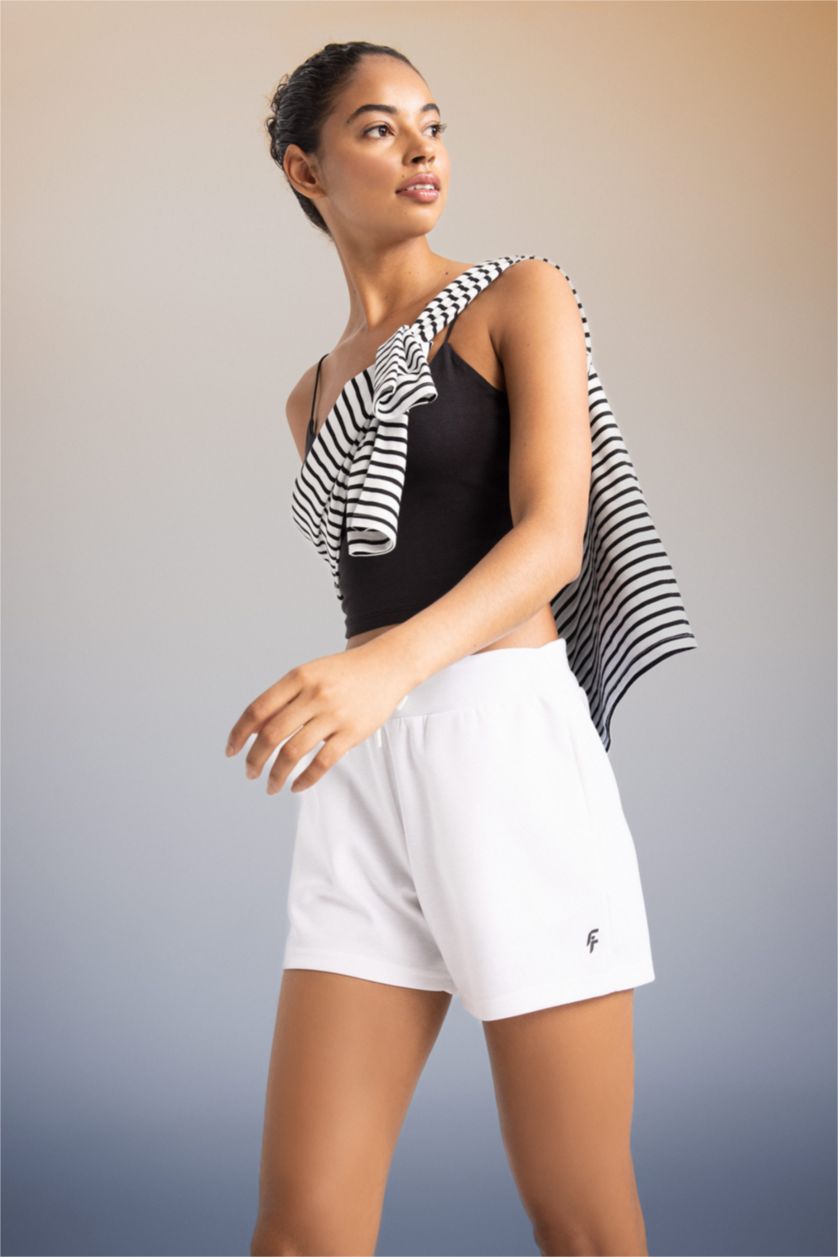 WOMAN White DeFactoFit Standard Fit Sports Short Leg Shorts