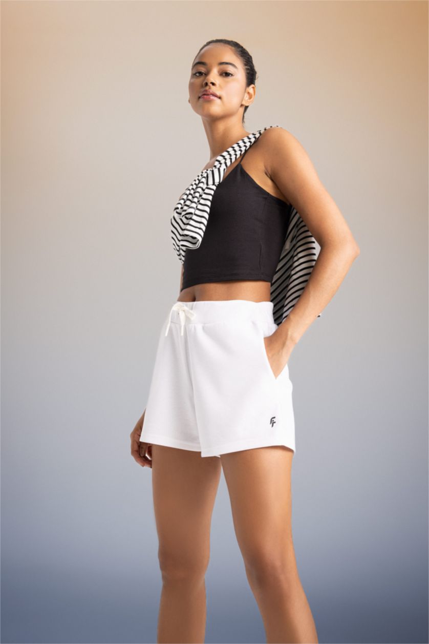 WOMAN White DeFactoFit Standard Fit Sports Short Leg Shorts