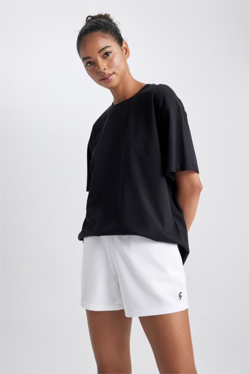 WOMAN White DeFactoFit Standard Fit Sports Short Leg Shorts