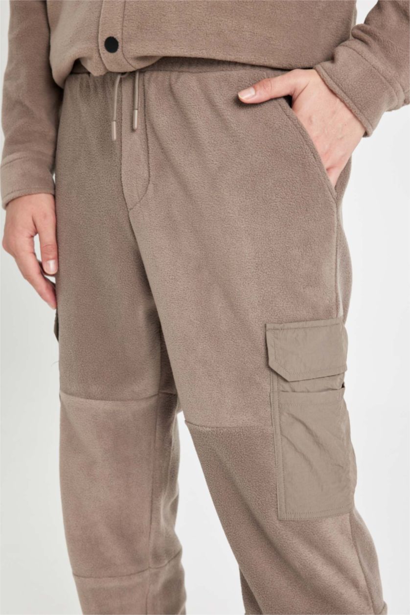 MAN Light Brown Regular Fit Cargo Polar Jogger Sweatpants