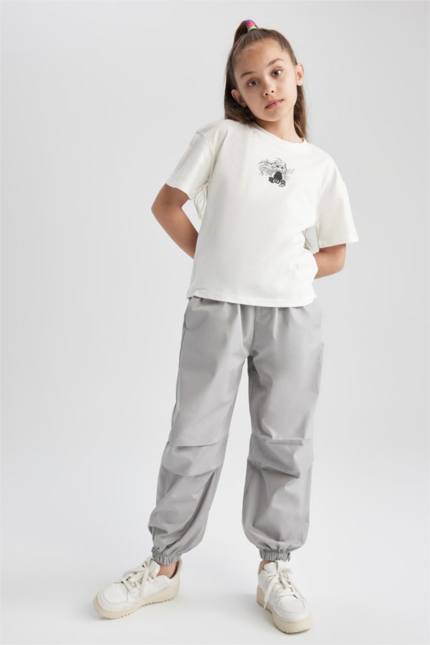 FILLES Gris Clair Pantalon Parachute En Coton Pour Fille