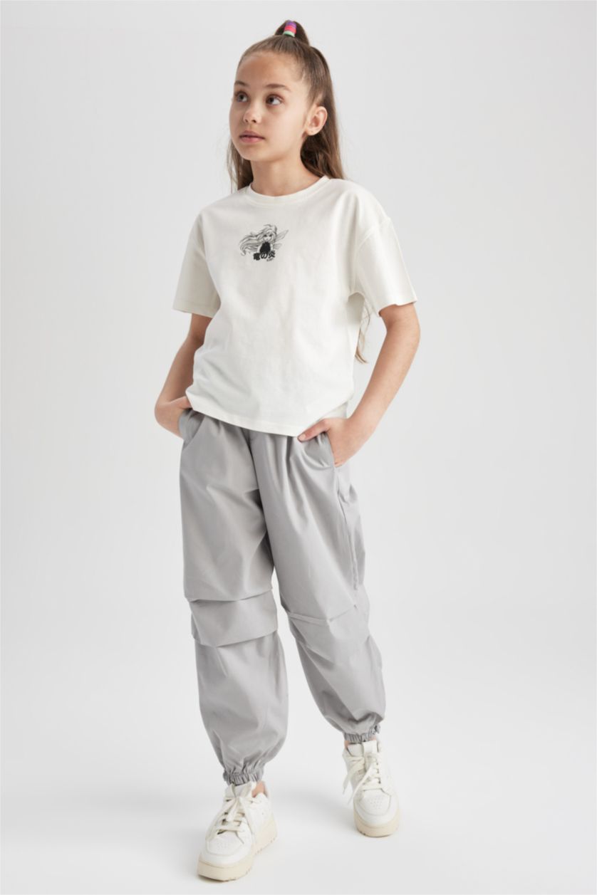 FILLES Gris Clair Pantalon Parachute En Coton Pour Fille