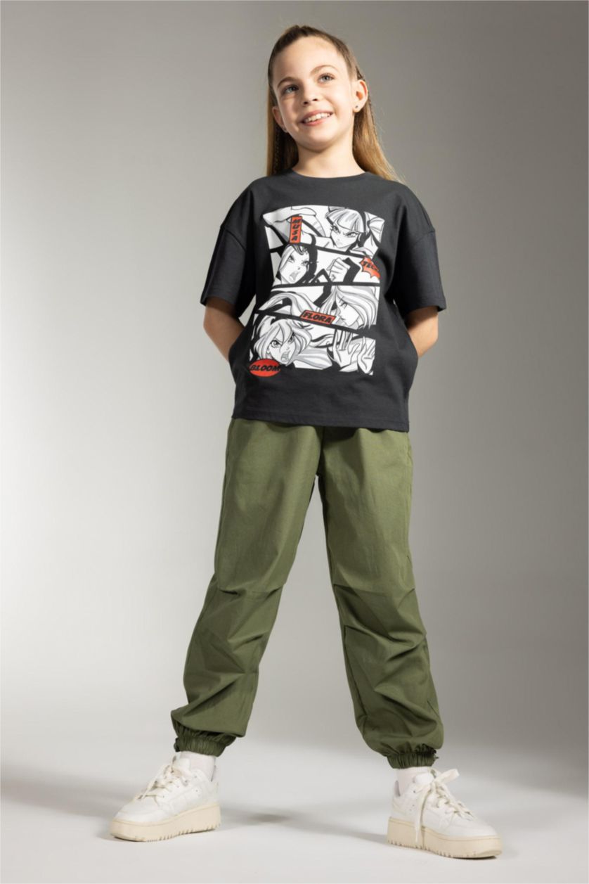 Kız Çocuk - Genç Kız Haki Paraşüt Jogger Paça Pamuklu Pantolon Kız Çocuk