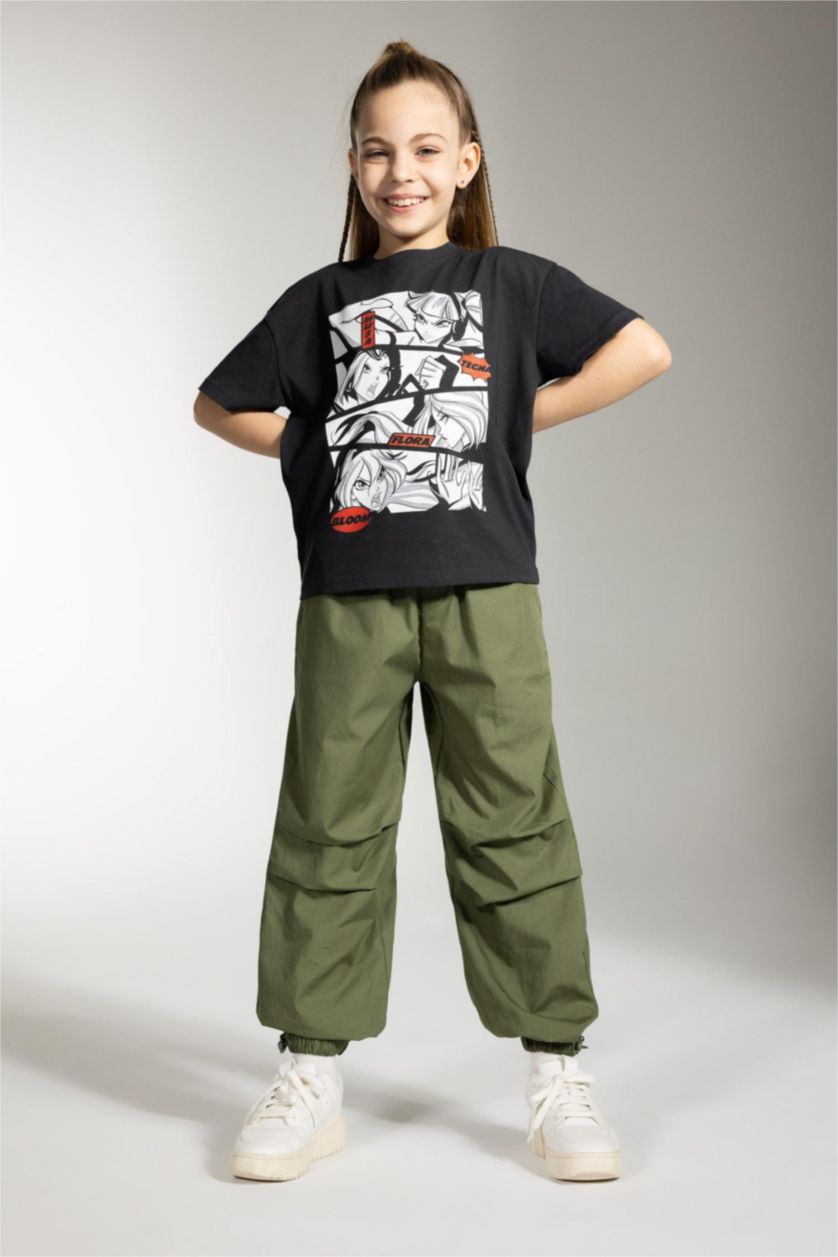 Kız Çocuk - Genç Kız Haki Paraşüt Jogger Paça Pamuklu Pantolon Kız Çocuk