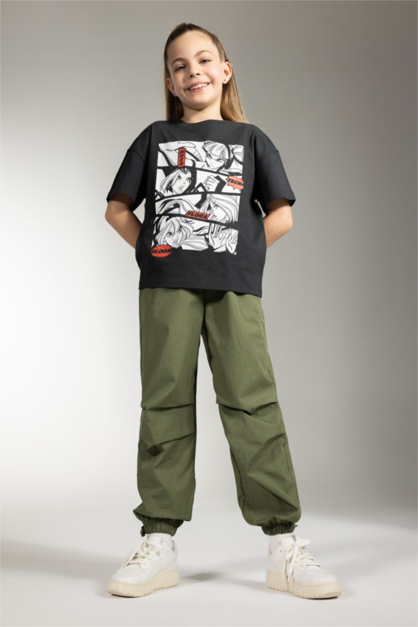 Kız Çocuk - Genç Kız Haki Paraşüt Jogger Paça Pamuklu Pantolon Kız Çocuk