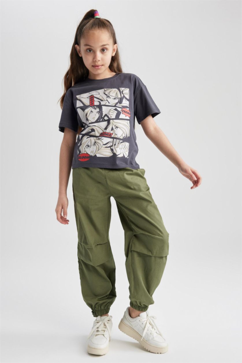 Kız Çocuk - Genç Kız Haki Paraşüt Jogger Paça Pamuklu Pantolon Kız Çocuk