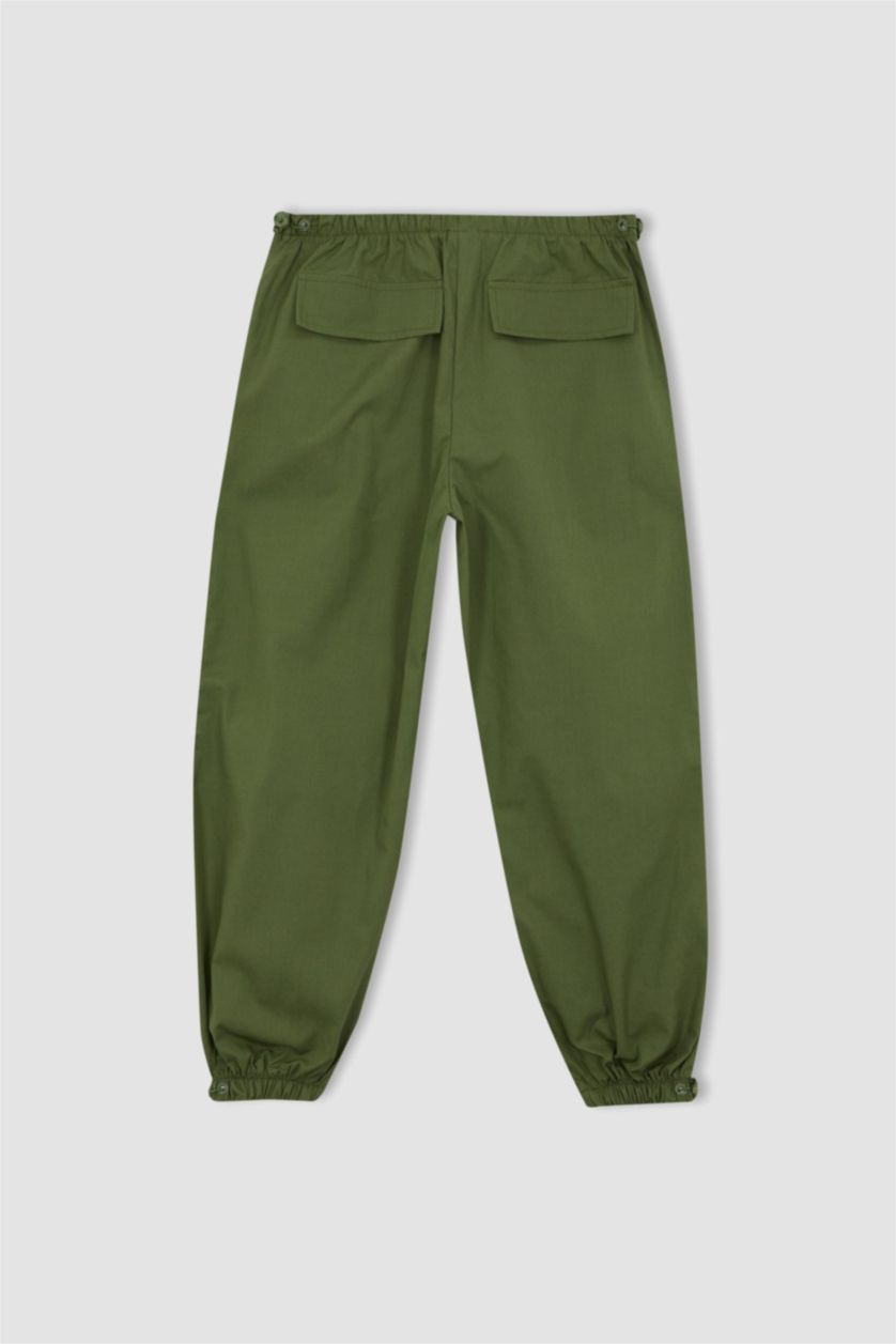 Kız Çocuk - Genç Kız Haki Paraşüt Jogger Paça Pamuklu Pantolon Kız Çocuk