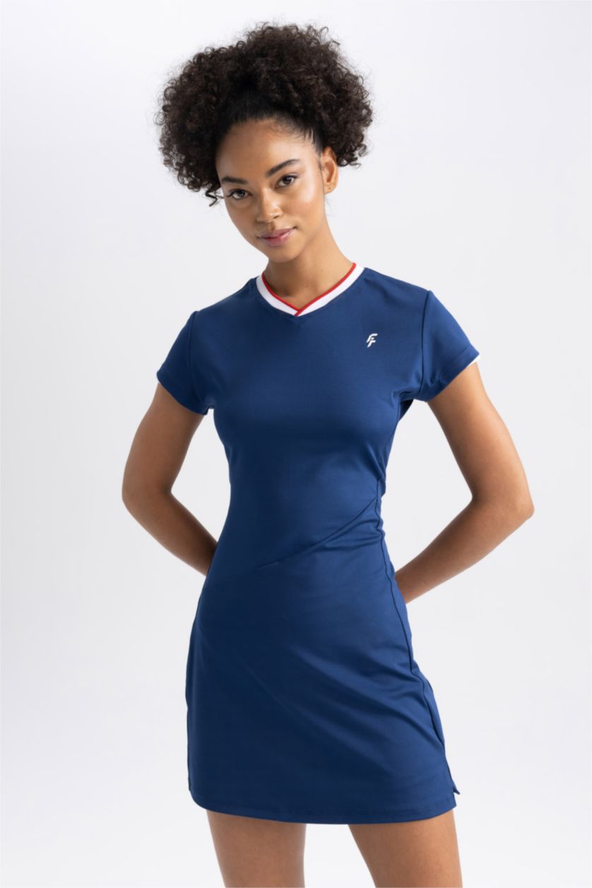 WOMAN Indigo Slim Fit Short Sleeve Dress