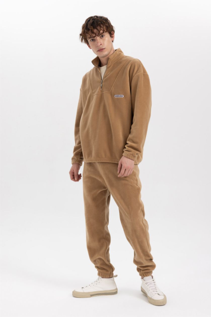 HOMME Marron Pantalon Jogging Polaire Coupe Régulière