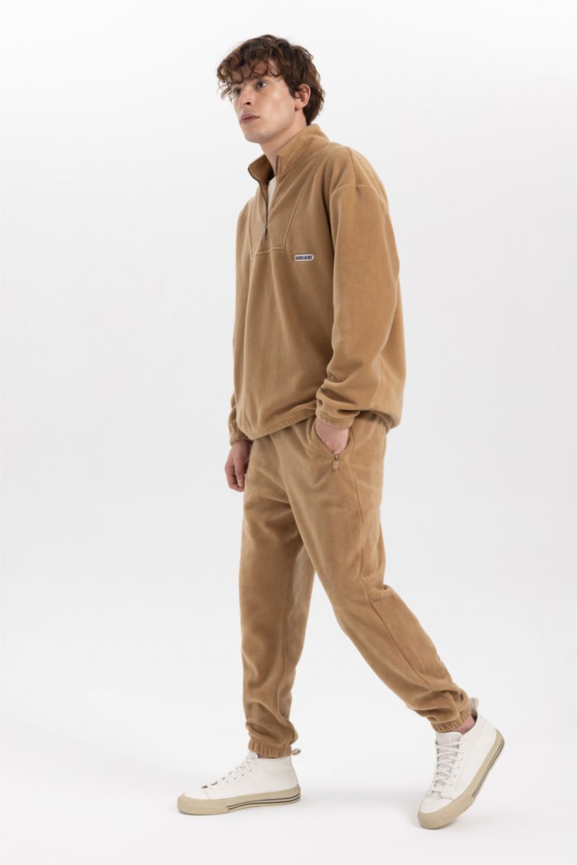 HOMME Marron Pantalon Jogging Polaire Coupe Régulière