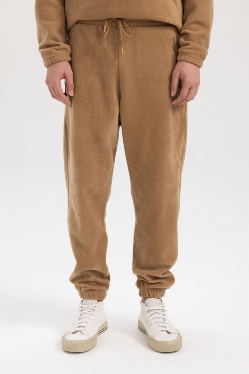 HOMME Marron Pantalon Jogging Polaire Coupe Régulière