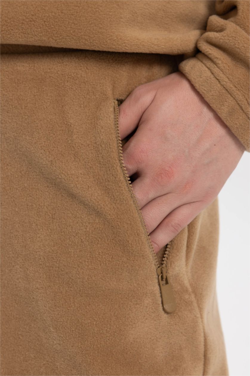 HOMME Marron Pantalon Jogging Polaire Coupe Régulière