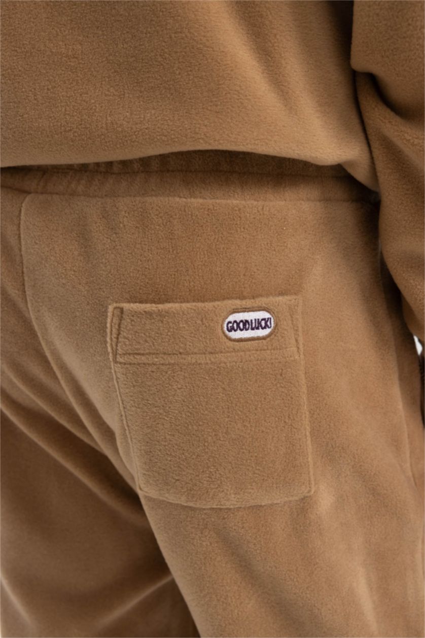 HOMME Marron Pantalon Jogging Polaire Coupe Régulière