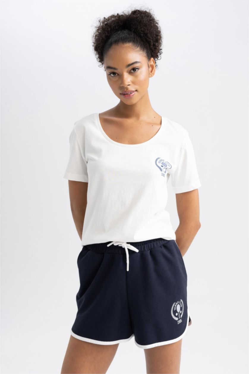 FEMME Écru T-Shirt de Sport Oversize à Col Montant et Manches Courtes de DeFactofit