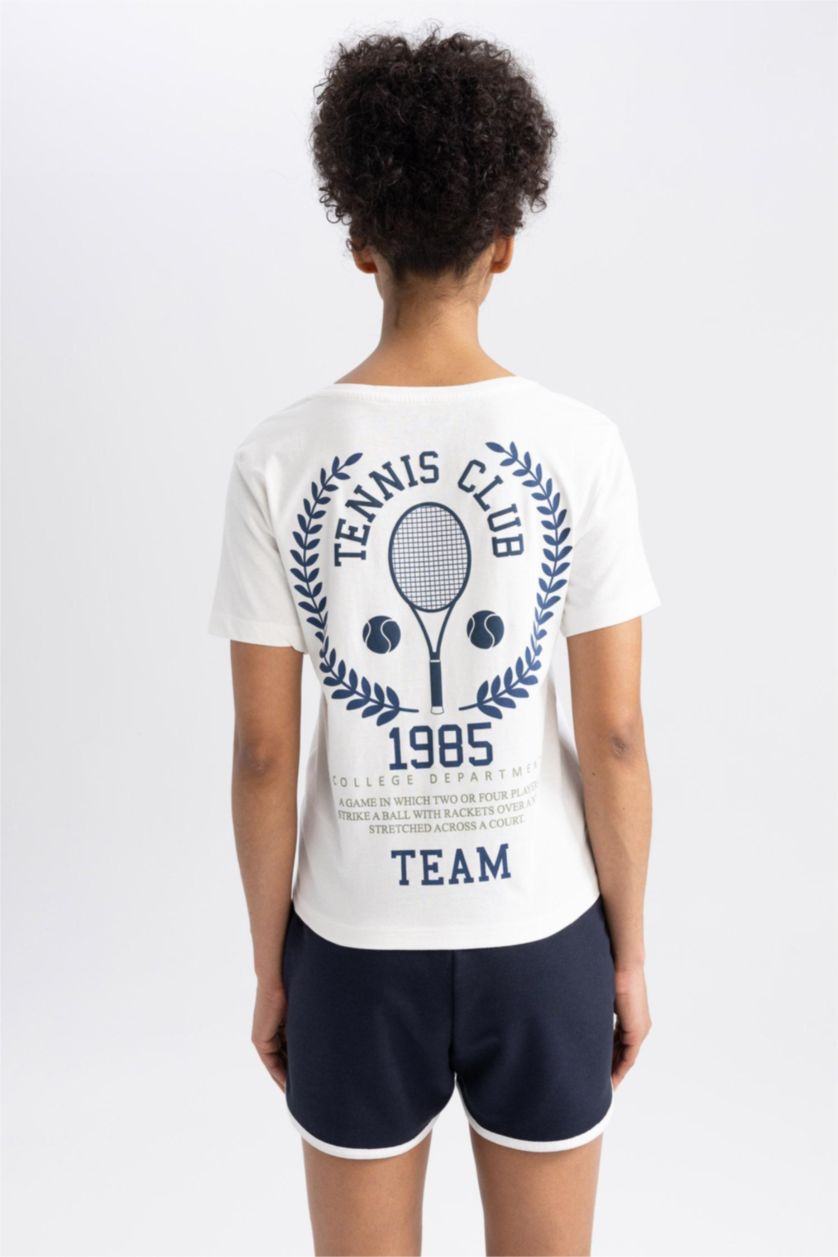 FEMME Écru T-Shirt de Sport Oversize à Col Montant et Manches Courtes de DeFactofit