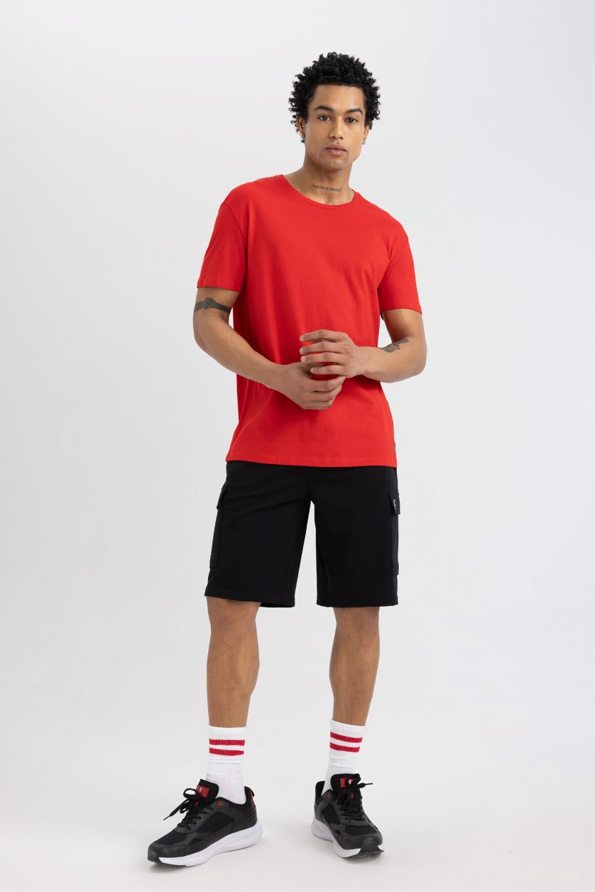 Erkek Siyah Standart Fit Kısa Paça Sporcu Şort