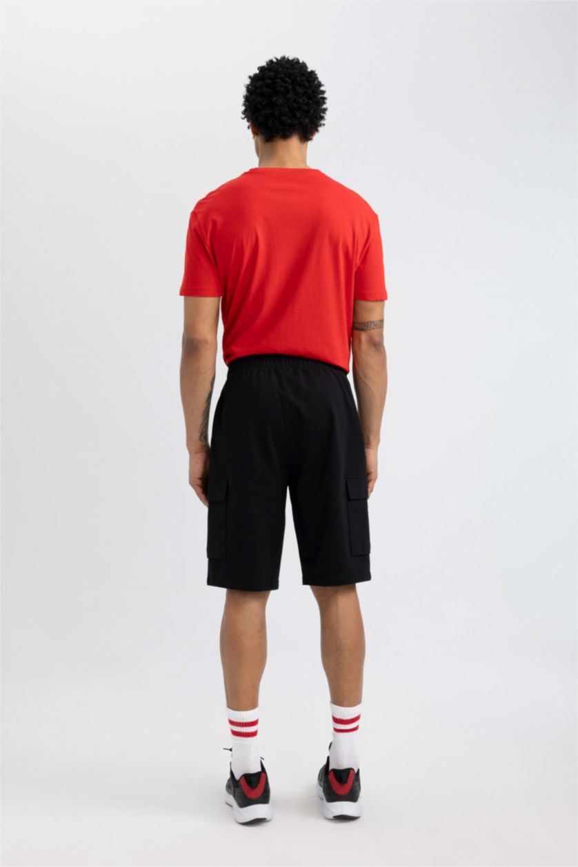 Erkek Siyah Standart Fit Kısa Paça Sporcu Şort