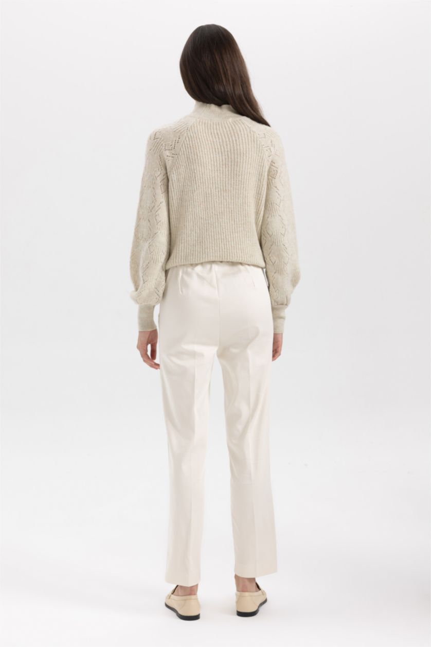 FEMME Beige Clair Pantalon Coupe Classique