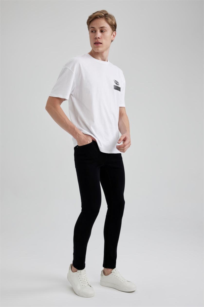 HOMME Noir Pantalon Jean Coupe Super Skinny