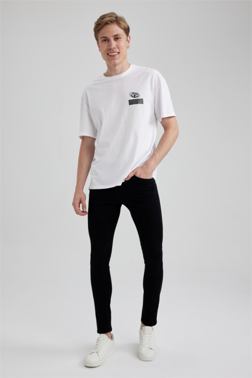 HOMME Noir Pantalon Jean Coupe Super Skinny