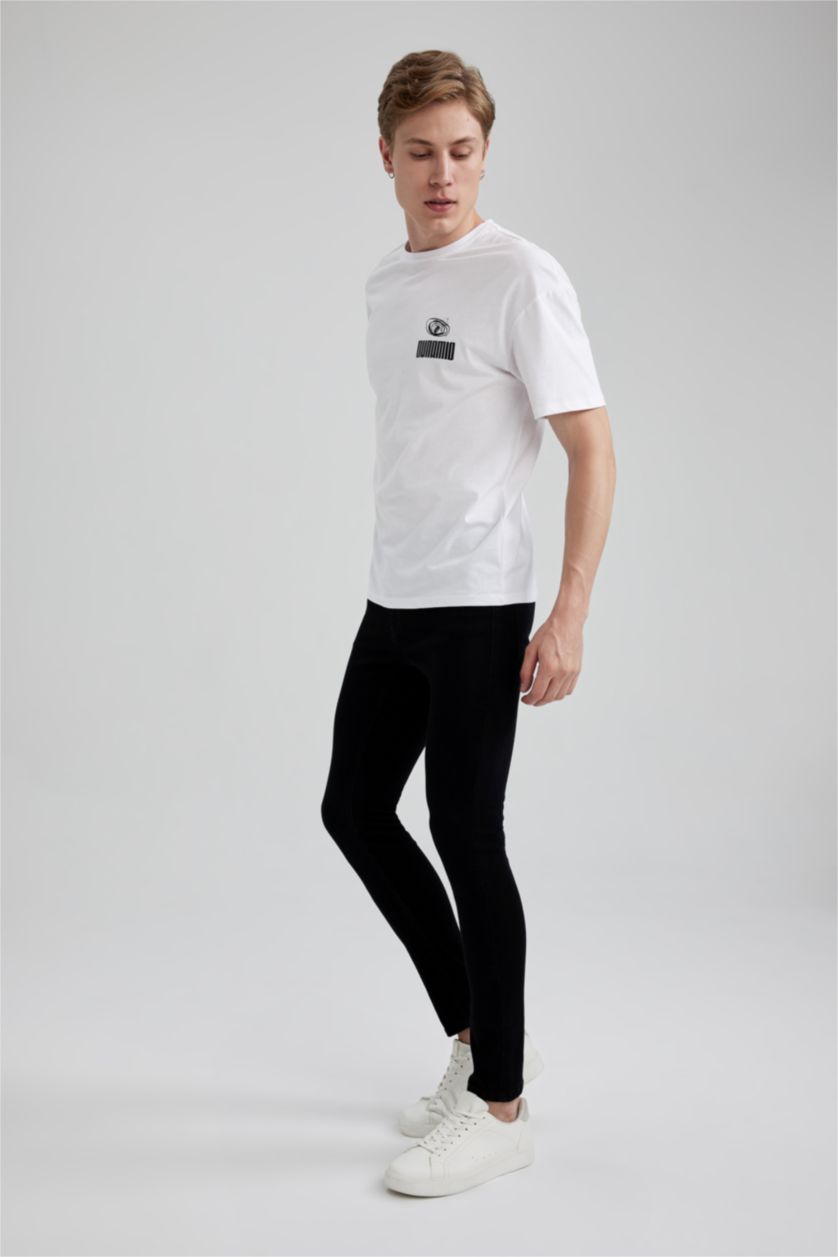 HOMME Noir Pantalon Jean Coupe Super Skinny