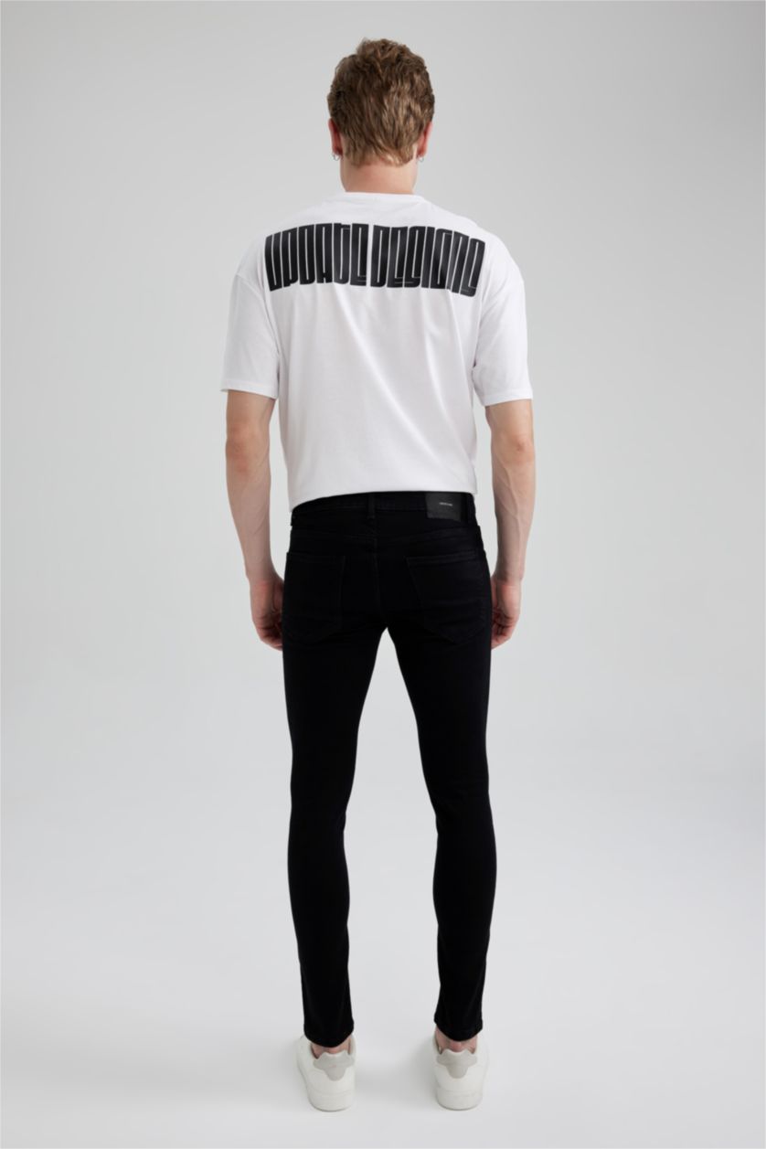 HOMME Noir Pantalon Jean Coupe Super Skinny