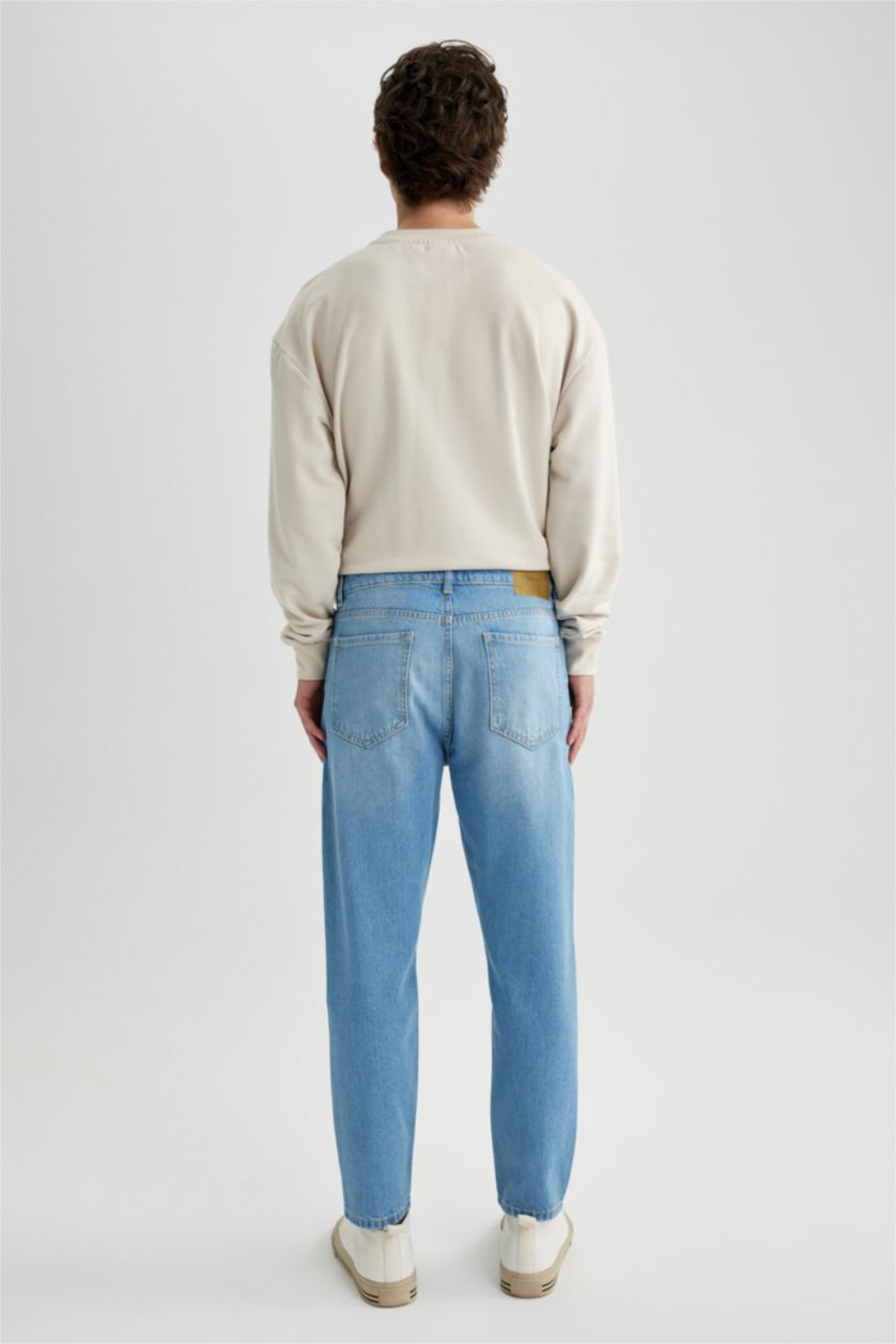 رجالي أزرق فاتح بنطلون جينز سليم فيت ممزق