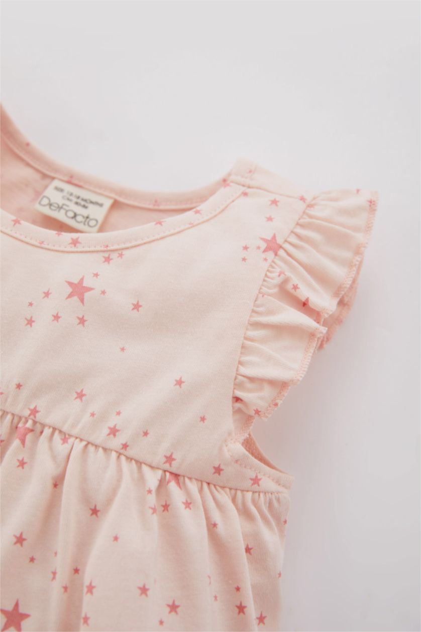 BABY GIRL Light Pink طقم بيجاما ممشط قصة عادية