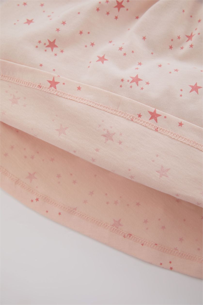 BABY GIRL Light Pink طقم بيجاما ممشط قصة عادية