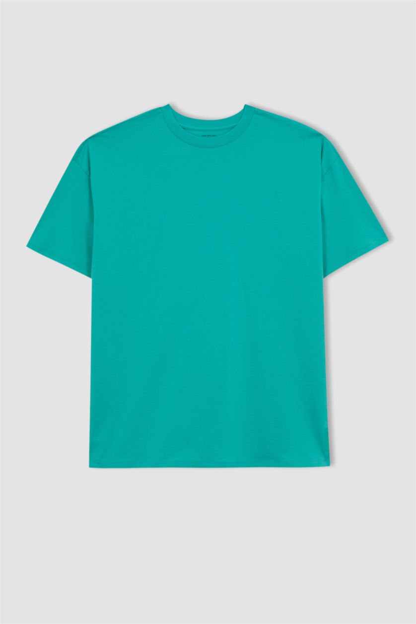 نساء أخضر فاتح تي شيرت نص كم رياضي اوفر سايز بياقة مستديرة