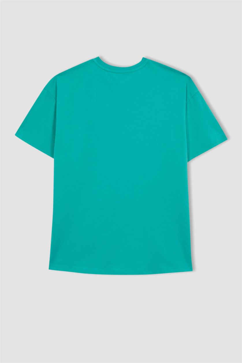 نساء أخضر فاتح تي شيرت نص كم رياضي اوفر سايز بياقة مستديرة