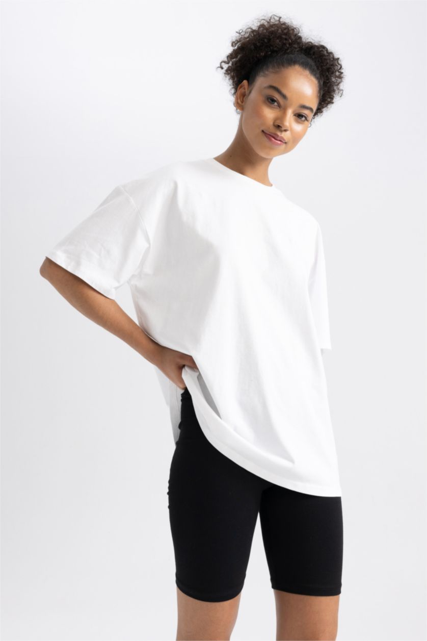 FEMME Blanc T-Shirt Oversize À Manches Courtes DefactoFit