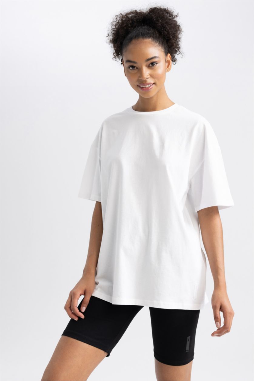 FEMME Blanc T-Shirt Oversize À Manches Courtes DefactoFit