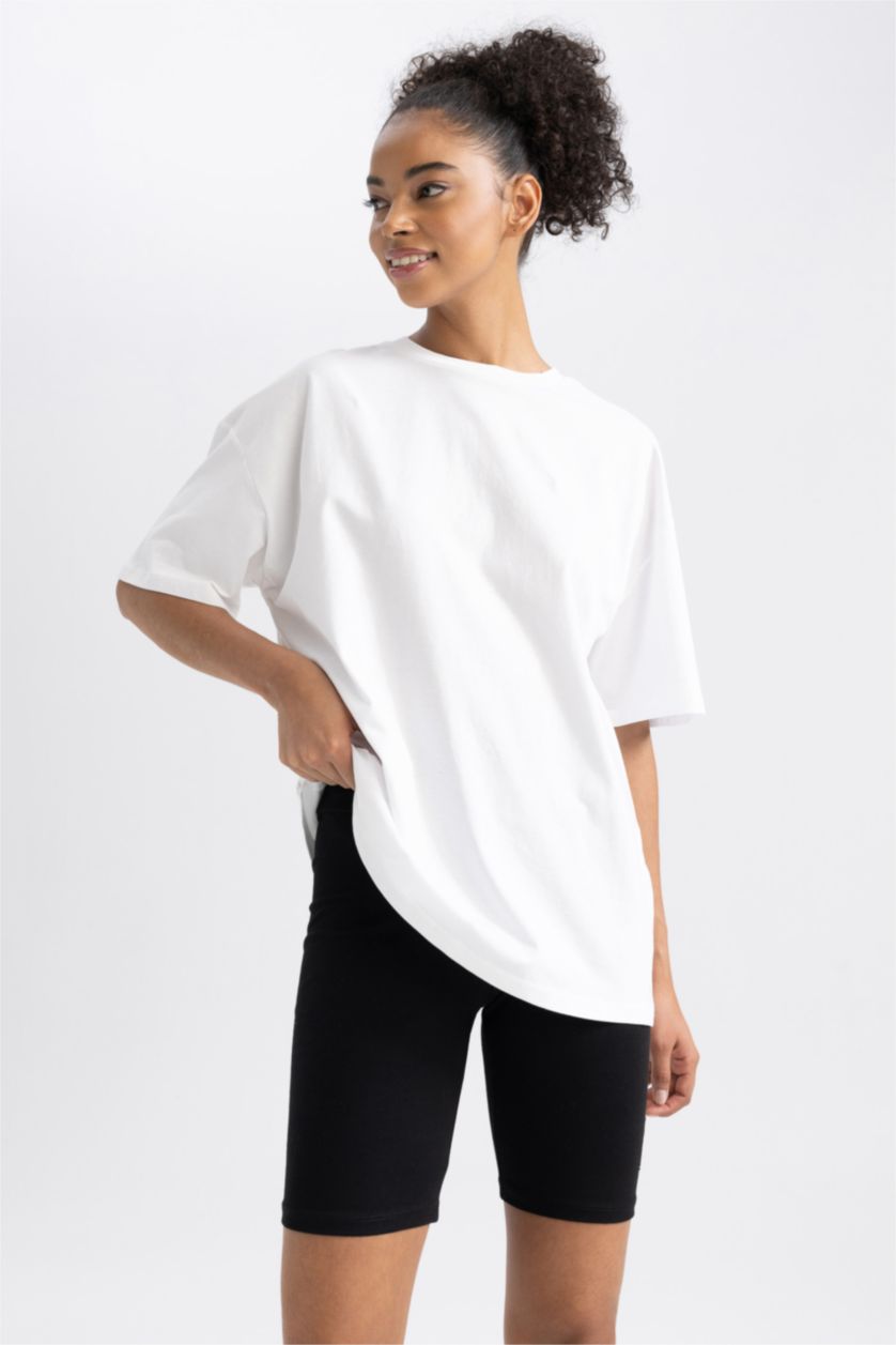 FEMME Blanc T-Shirt Oversize À Manches Courtes DefactoFit