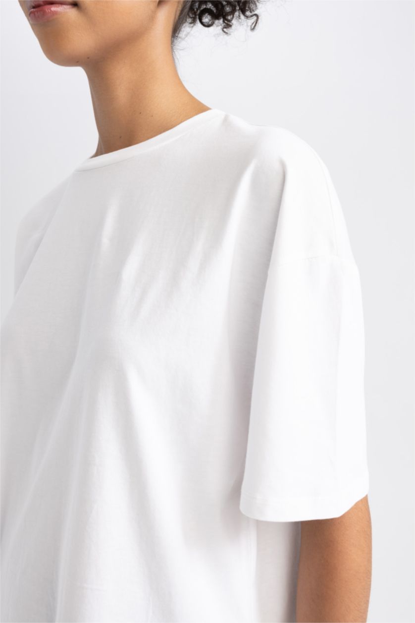 FEMME Blanc T-Shirt Oversize À Manches Courtes DefactoFit