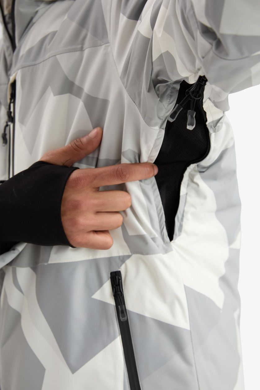 Erkek Açık Gri  20K Koruyucu Su Rüzgar Geçirmez Kayak Montu