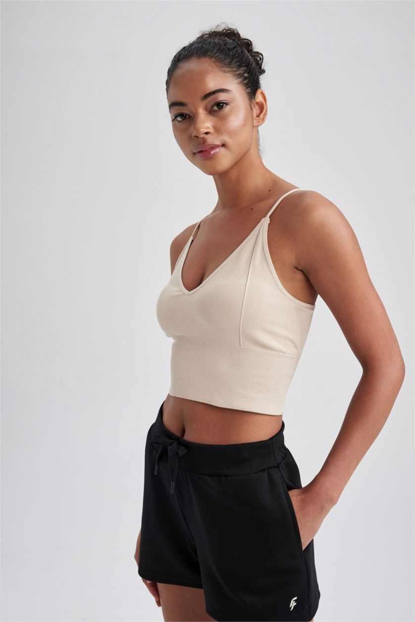 Kadın Kum V Yaka Seamless Sporcu Atlet