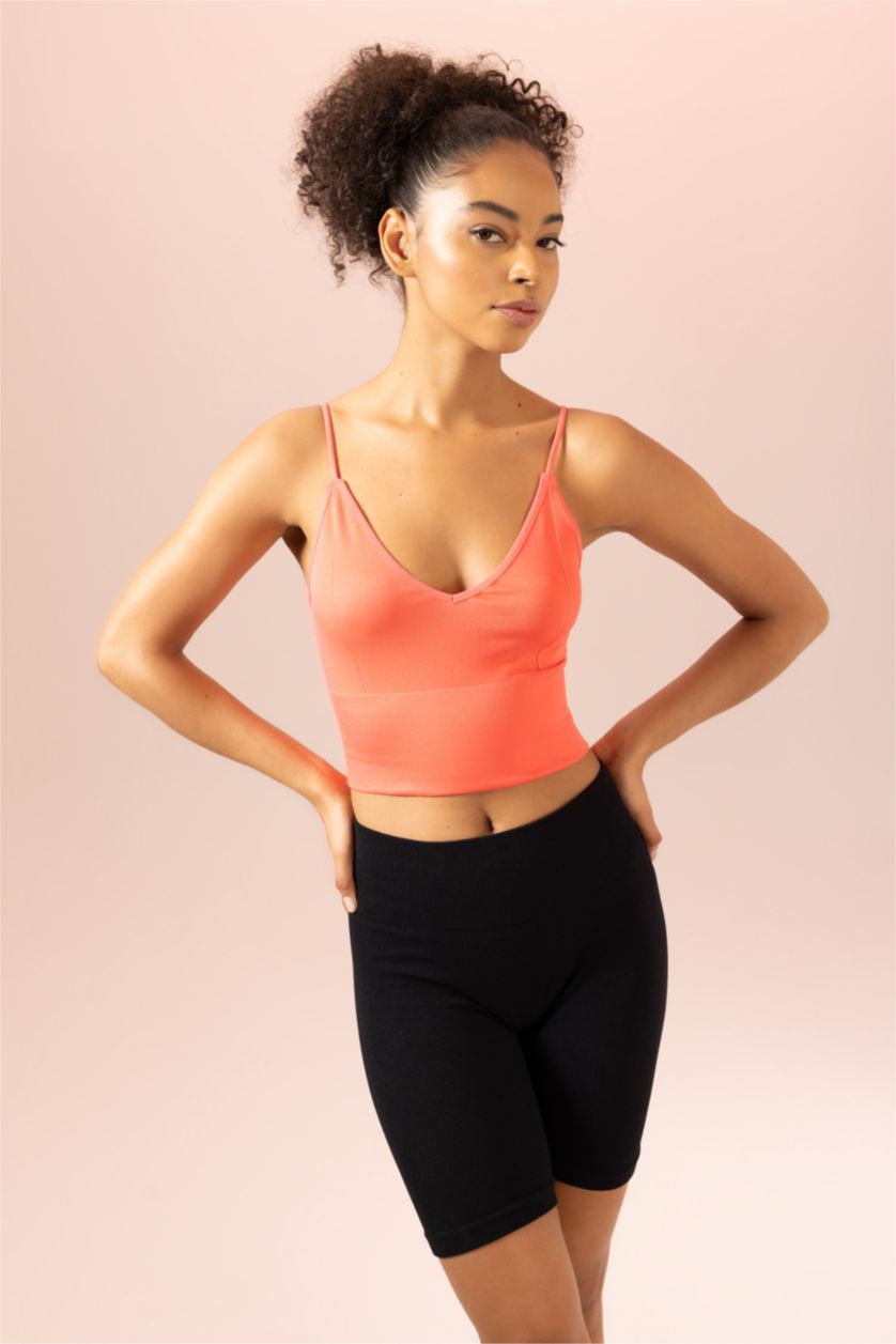 WOMAN Coral DeFactoFit Seamless V Neck Sports T-Shirt
