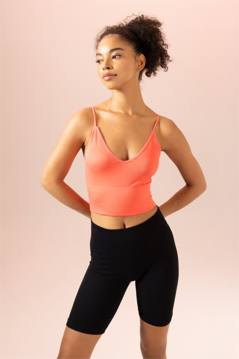 WOMAN Coral DeFactoFit Seamless V Neck Sports T-Shirt