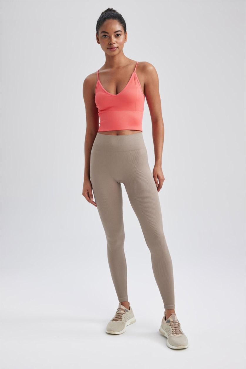 WOMAN Coral DeFactoFit Seamless V Neck Sports T-Shirt