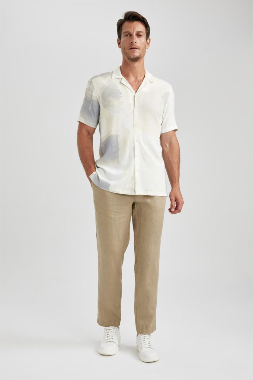 HOMME Écru Coupe Moderne Tissé Chemises à manches courtes