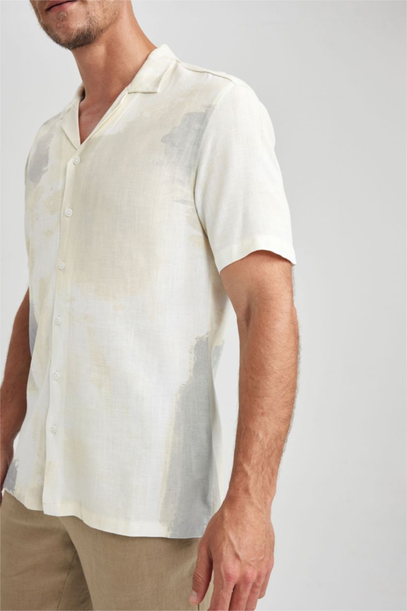 HOMME Écru Coupe Moderne Tissé Chemises à manches courtes