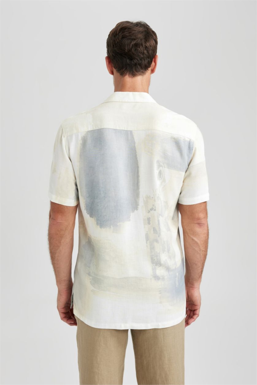 HOMME Écru Coupe Moderne Tissé Chemises à manches courtes