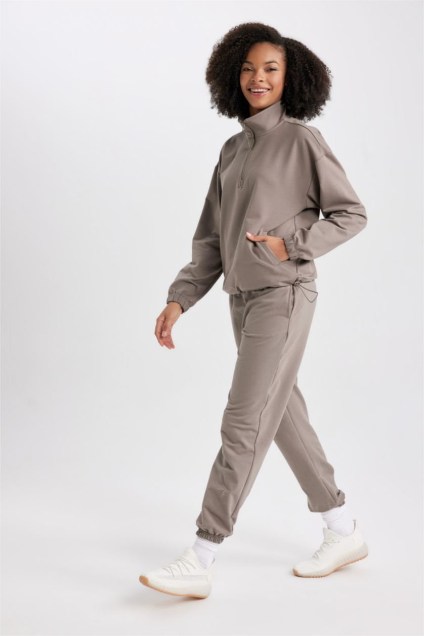 حريمي فيزوني بنطلون سويت بانتس بطبعة شعار قصة عادية بجيب من DeFactoFit