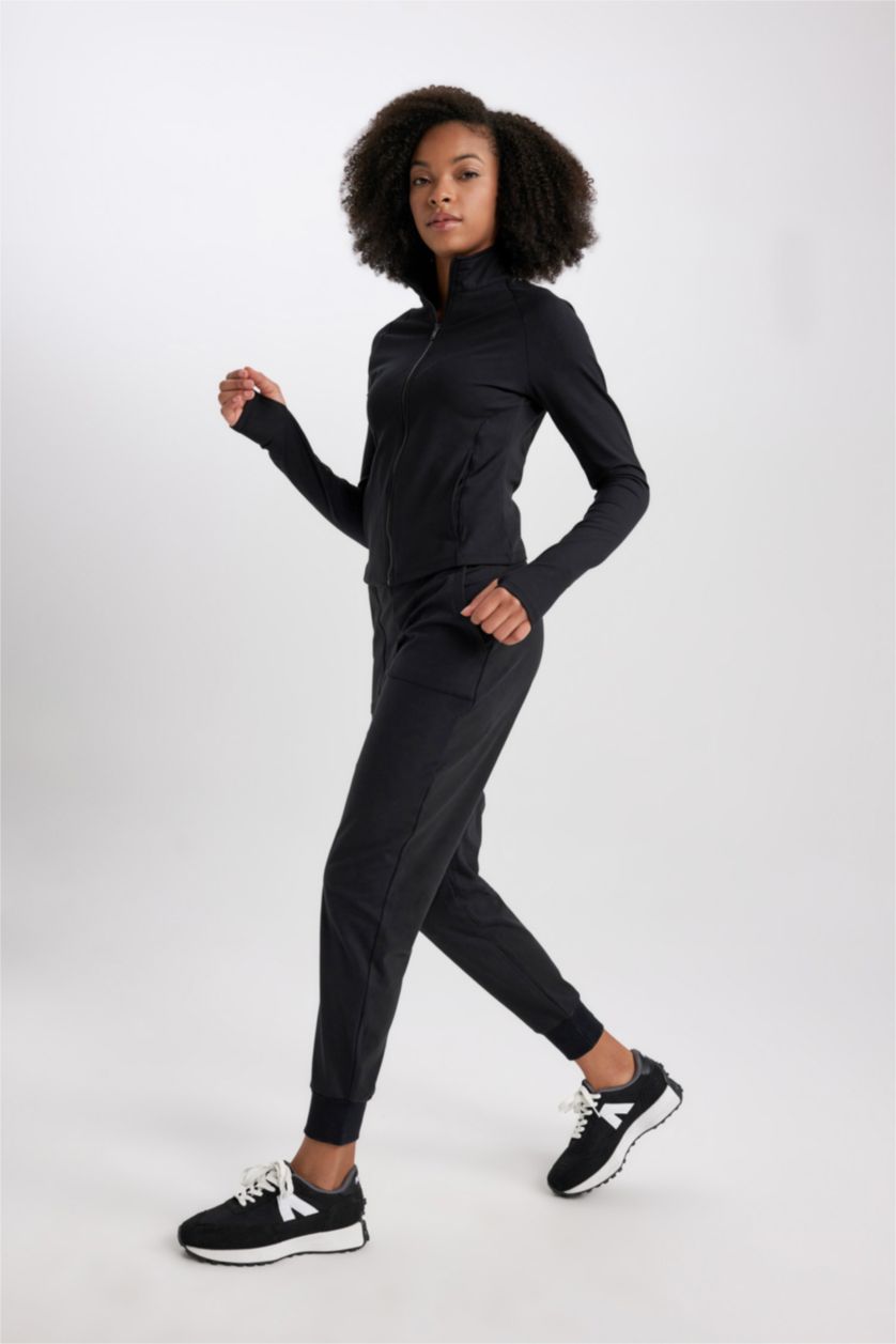 حريمي أسود بنطلون بريميوم قصة عادية بجيب من  DeFactoFit