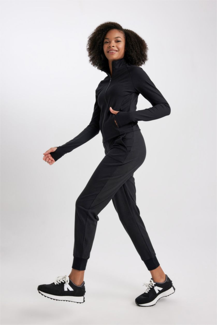 حريمي أسود بنطلون بريميوم قصة عادية بجيب من  DeFactoFit