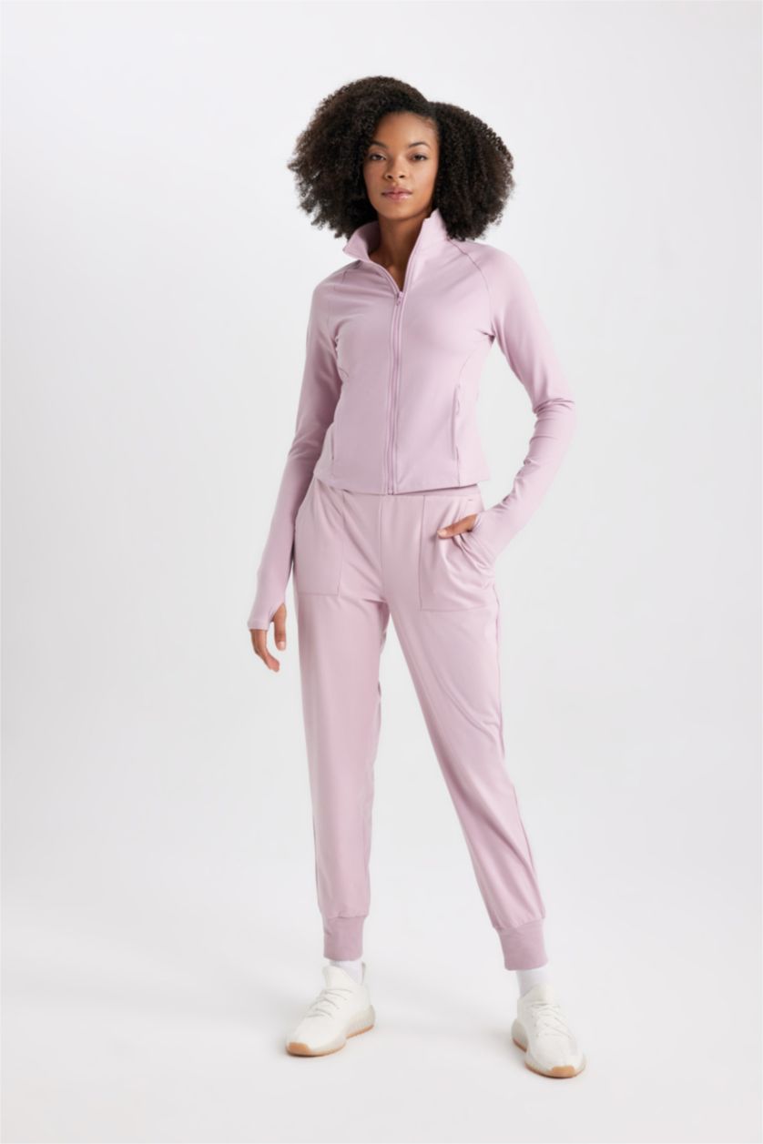 حريمي زهري بنطلون سويت بانتس بريميوم قصة عادية بجيب من DeFactoFit