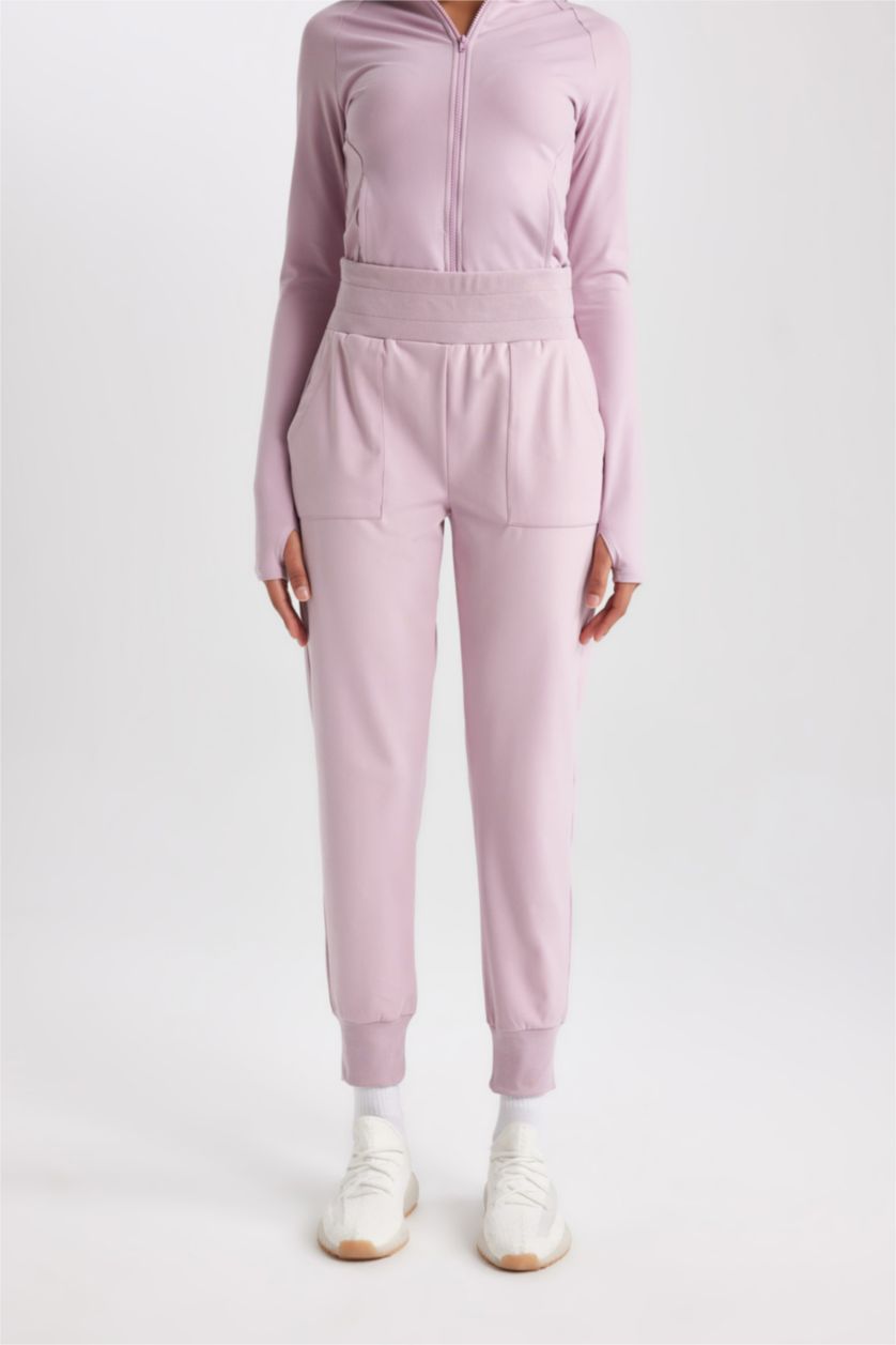 حريمي زهري بنطلون سويت بانتس بريميوم قصة عادية بجيب من DeFactoFit